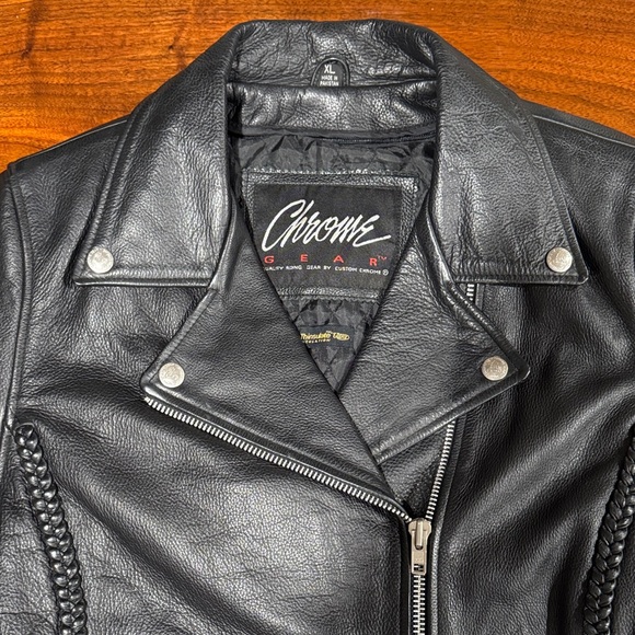 Chrome Gear Vintage Women's Black Leather Women's Jacket 3M Thinsulate XL - Picture 6 of 16